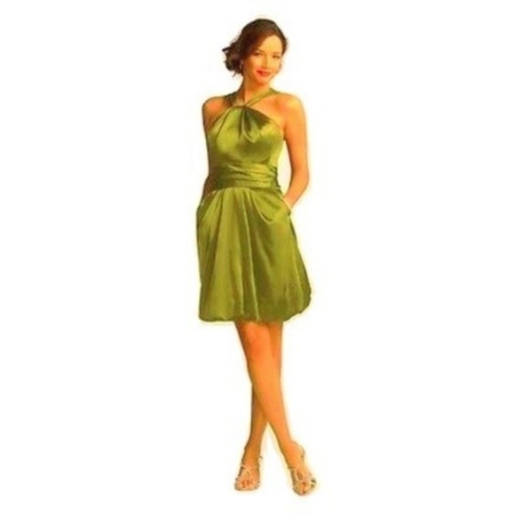 lime acid green prom halter dress size 8 mini - Picture 1 of 5